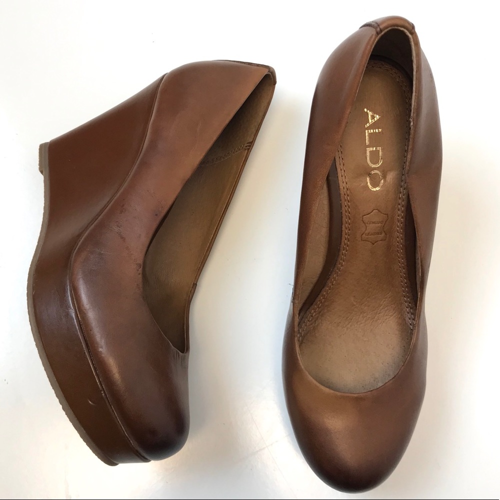 Aldo | genuine leather platform wedge heels shoes